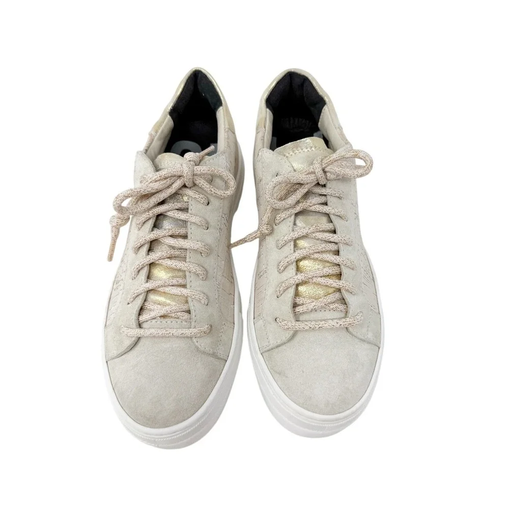 P448 Thea Aria Women's Platform Gold Shimmer Metallic Sneakers 38‎